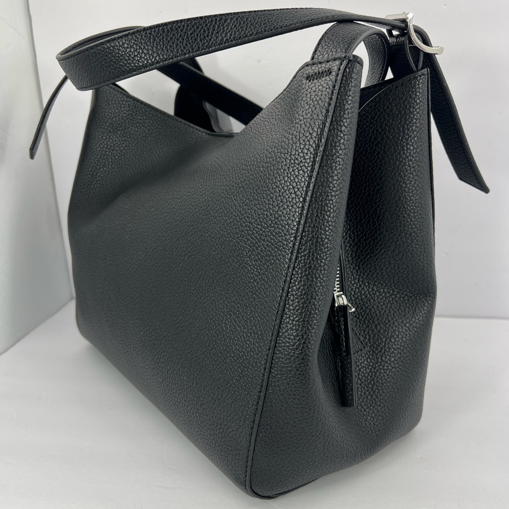 DKNY MILLER TRIPLE COMPARTMENT TOTE BAG/PURSE, BLACK FAUX IMPRINTED LEATHER - Picture 5 of 15